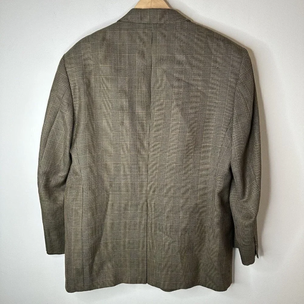 Brooks Brothers 346 Men's 3-Button Blazer Brown Houndstooth‎ 100% Wool Size 44R